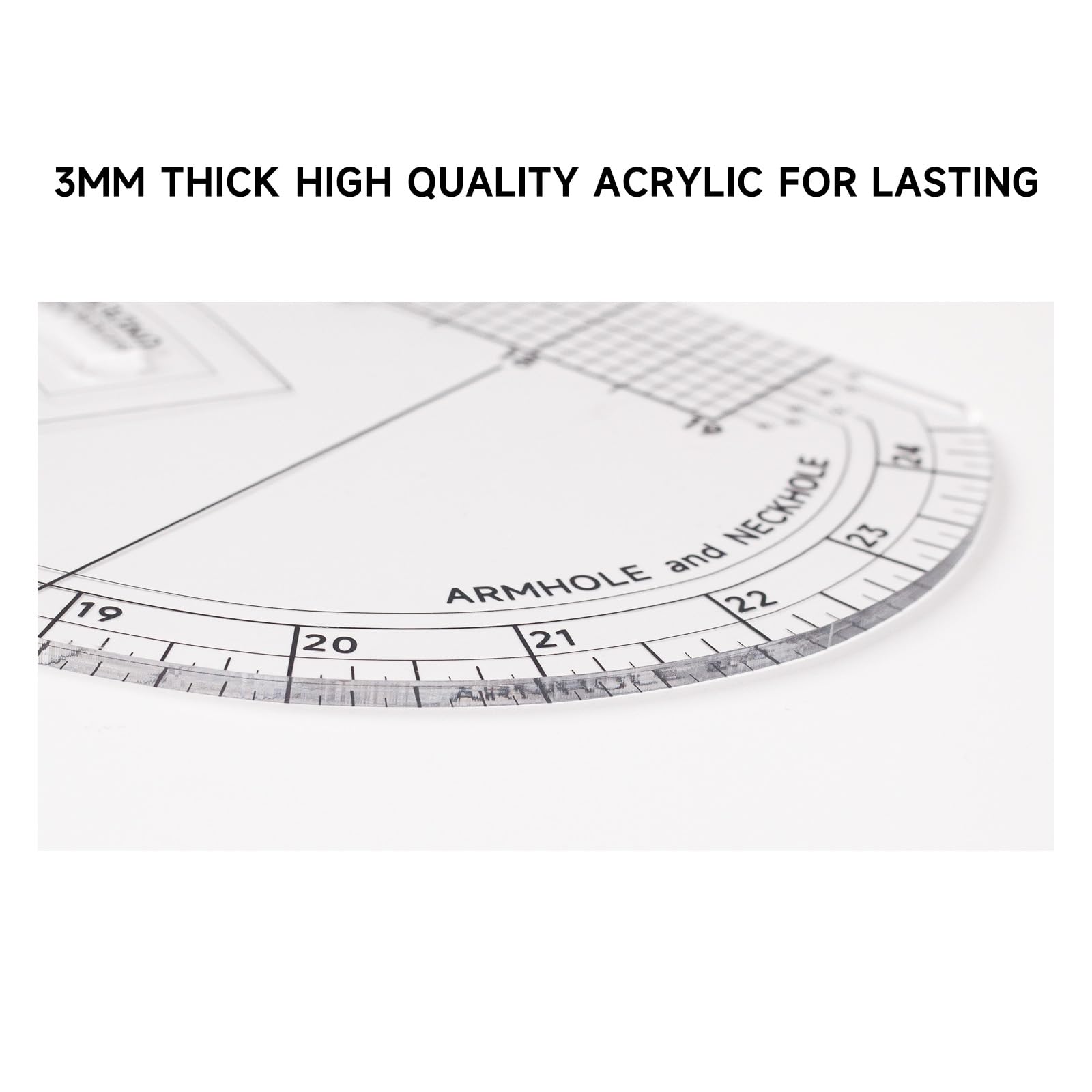 Kearing PM6512 Imperial Pattern Master Ruler, regla de diseño multiusos, curva lateral, sisa y cuello, curva de manga, regla superior e inferior del brazo para costura, diseño, acolchado, costura
