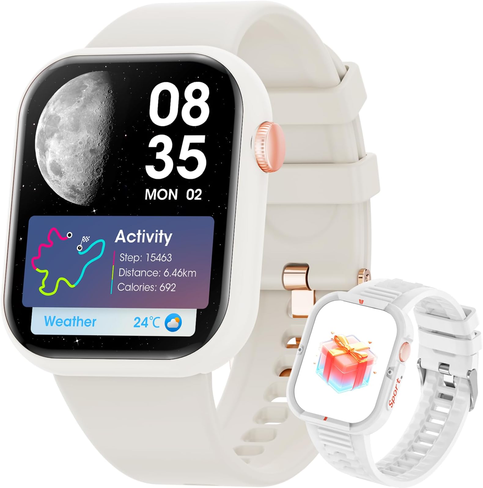 Hwagol Smart Watch for Men Women 𝟐𝟎𝟐𝟒 𝐔𝐩𝐠𝐫𝐚𝐝𝐞𝐝 Bluetooth Call 1.85" Fitness Tracker Smartwatch for iOS Andriod Phones with Step Monitor,Complimentary Protecter Case and Band