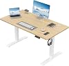 Height Adjustable Electric Standing Desk 110 x 60cm with Memory Smart Pannel Sit Stand Desk with Backpack Hook Stand Up Table Work Table for Home OfficeBeige