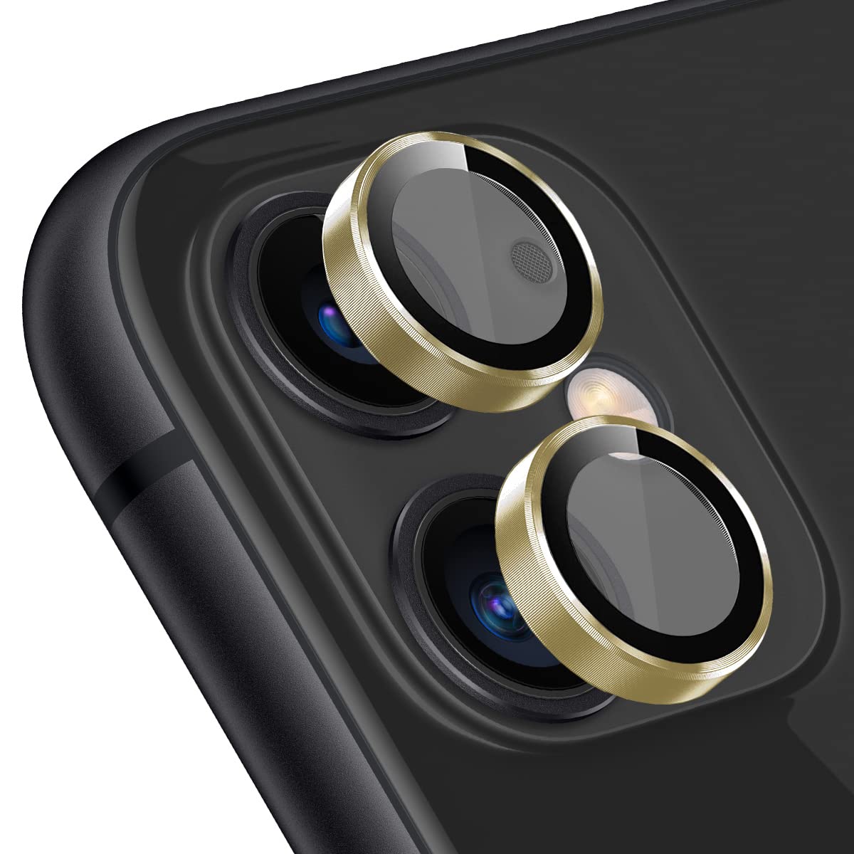 Buff iPhone 11 Screen Protector 9H Safir Cam Kamera Metal Lens Koruyucu (Altın)