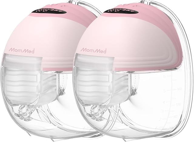 MomMed Double Wearable Breast Pump, 24mm All-in-One Painless Breastfeeding HandsFree Pump with 3 Modes & 12 Levels, Leak-Proof Design & Low Noise