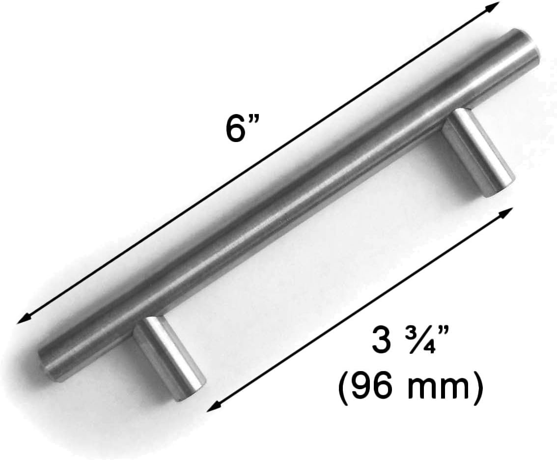 Celeste Bar Pull Modern Cabinet Handle Brushed Nickel Stainless Steel 12mm (3.75" Hole Spacing 6" Length)