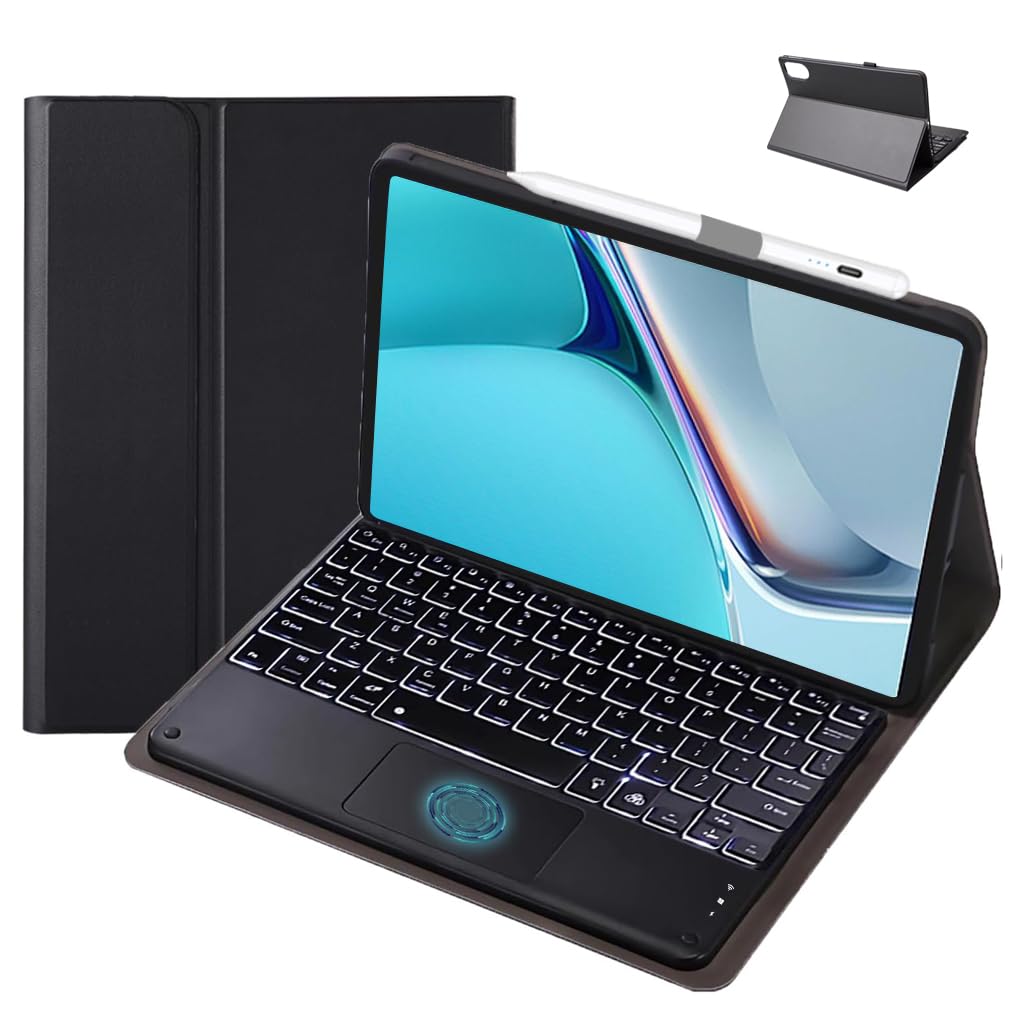 X9115 Keyboard Case Cover for Honor Pad X9 11.5 inch 2023 with Multi-Gesture Touchpad, 7 Color Backlit, Pencil Holder, Detachable Keyboard Protective Case Folio (Honor Pad X9 11.5 inch, Black)