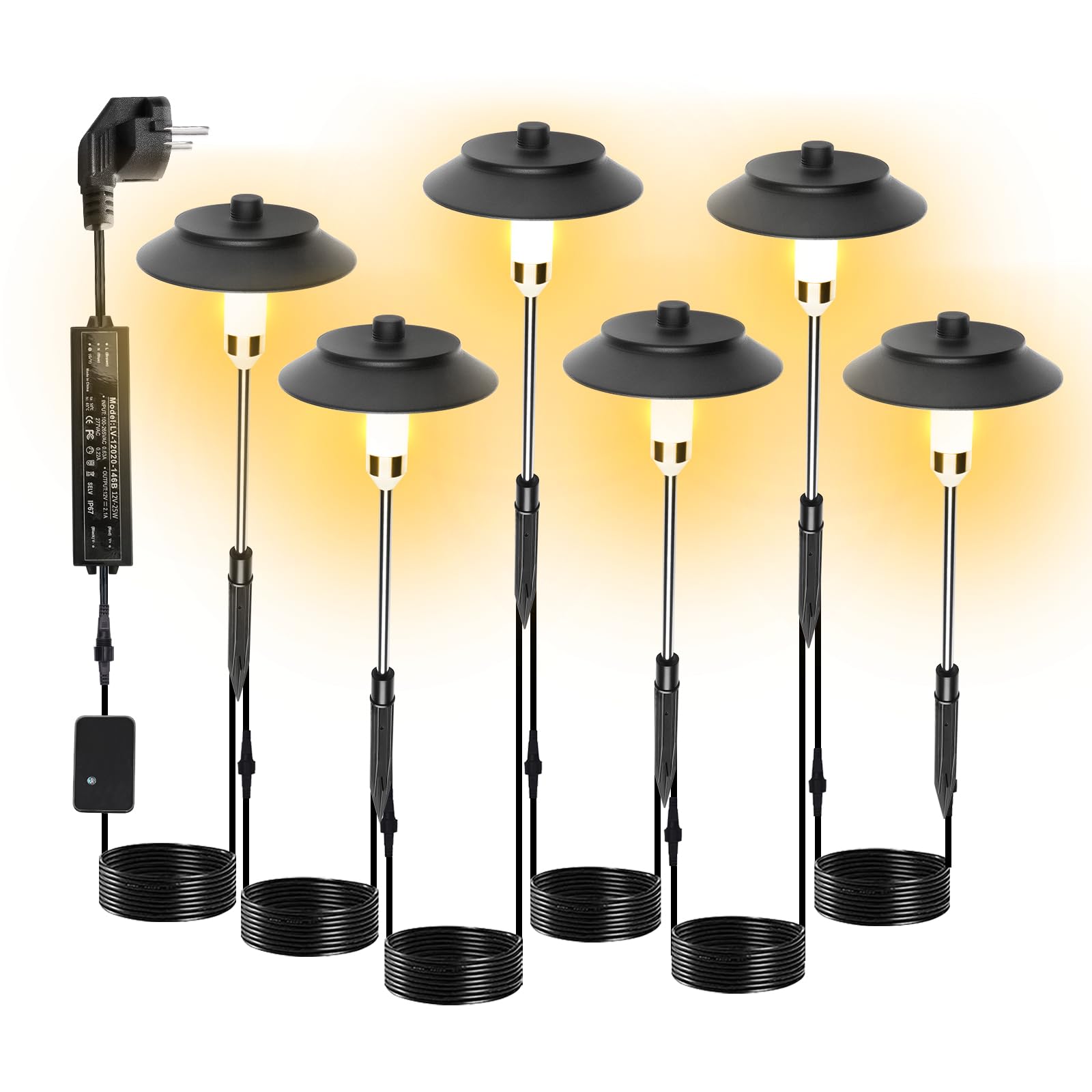 beek LED Gartenleuchten Set 6er, Warmweiß, Außenleuchten mit Erdspieß, Dämmerungssensor, Plug & Play, Wasserdicht Gartenstrahler für Garten, Weg, Terrasse, Landschaft