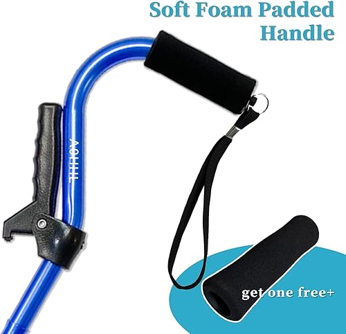 Miniatura 6 de AOHHL Bastón plegable y ajustable para hombres y mujeres y personas mayores, ligero y resistente con base de 4 puntas para mayor equilibrio de