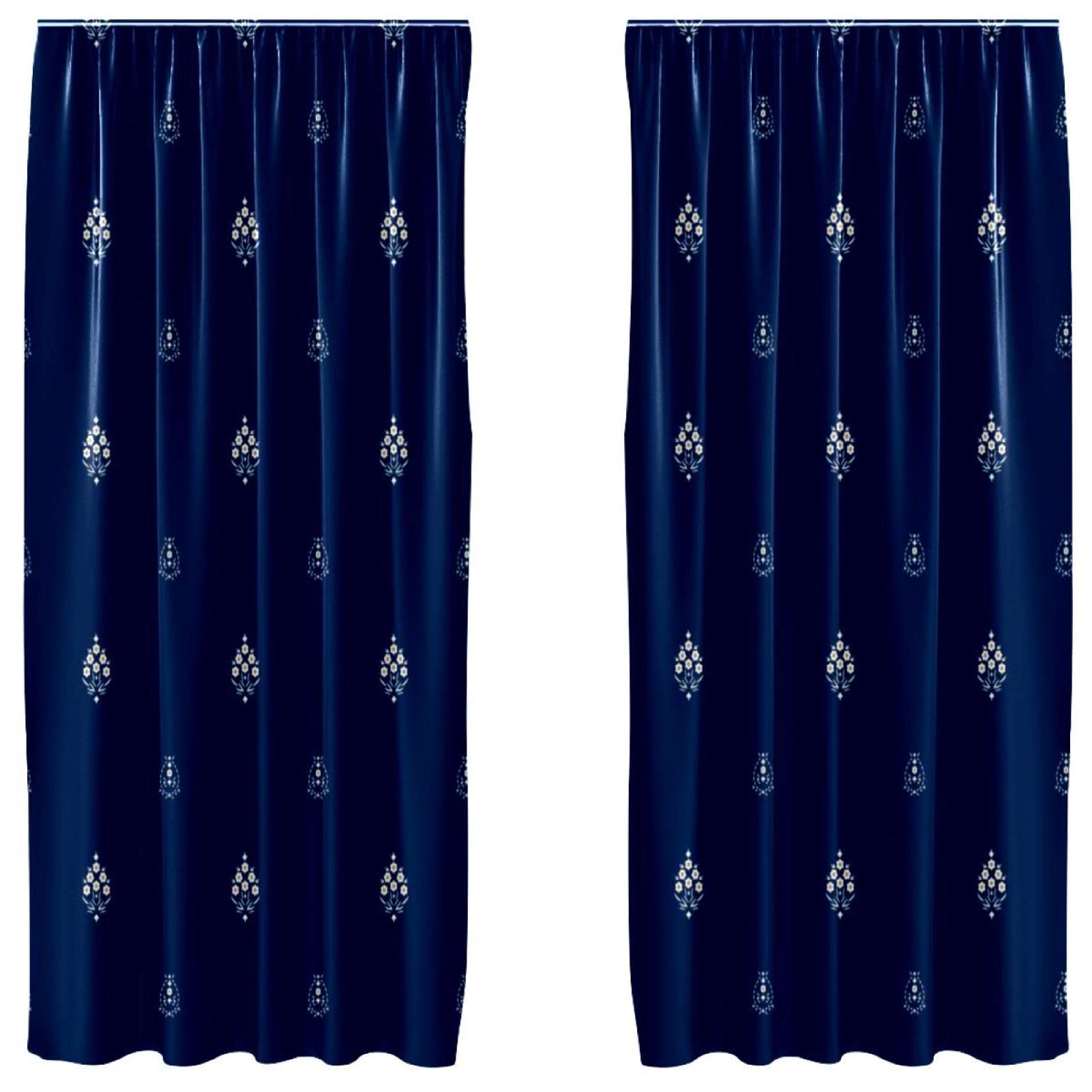 Cortinas decorativas de 55x84 pulgadas con elegante diseño floral azul
