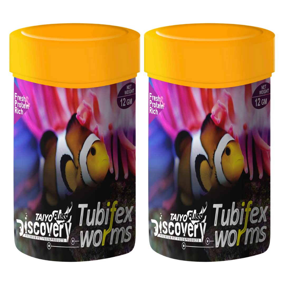 Taiyo Pluss Discovery® Freeze Dried Tubifex Worms Fish Food - 12 g (Pack of 2) | High Protein Natural Treat for All Aquarium Fishes | Suitable for Bettas, Discus and Other Tropical & Marine Fishes (B083GVRBG7) Amazon Price History, Amazon Price Tracker