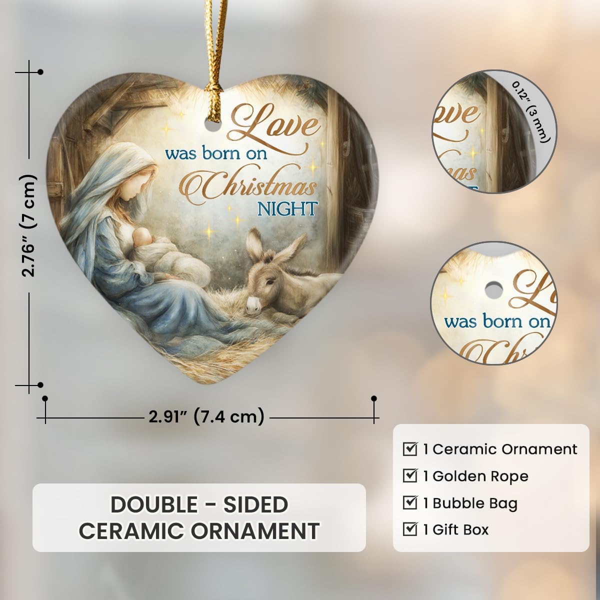 Nativity Christmas Ornaments 2026 - Nativity Scene Ornaments for Christmas Tree, Baby Jesus, Catholic Christian Gifts for Friend, Religious Gifts for Women Christian, The Holy Family Xmas Decor - Image 2