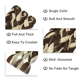 AFNOTE Blonde Braid in Hair Extensions 24 Inch 3 Packs Synthetic High Temperature Rainbow Jumbo Braiding Hair Profession Crochet Colored Hair Extensions for Braiding(Blonde/Brown)