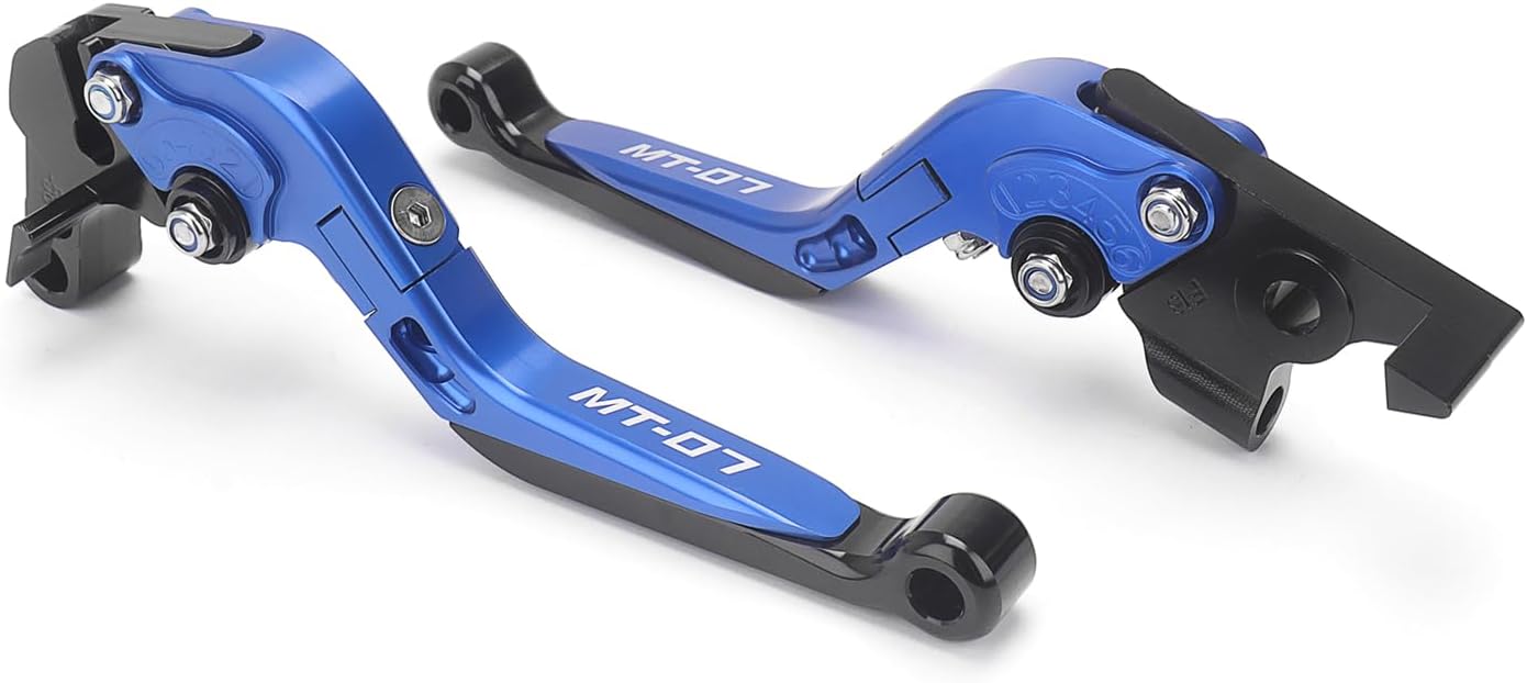 Motorcycle Adjustable Brake Clutch Hand Levers Sets Compatible with Yamaha MT-07 FZ07 (2014-2023),CNC Aluminum Handlebar Control Lever Kit(Black+Blue C)