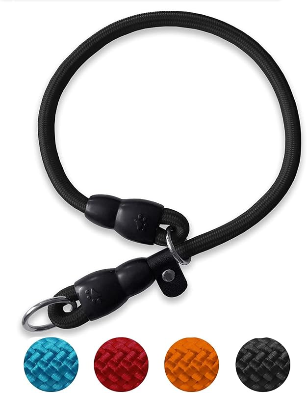Coleira de Treinamento para Cães em Nylon com Stopper Ajustável Mystercome Preta Tamanho M