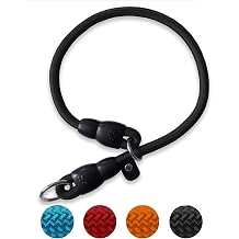 Slip Collar, Dog Choker Collar, Nylon Dog Training Collar with Slidable Stopper No Pull Dog Collars Martingale Collars for Small Medium Large Dogs, Black, S