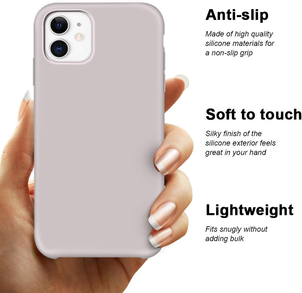 Anuck Case for iPhone 11 Case 6.1 inch, Anti-Slip Liquid Silicone Gel Rubber Bumper Case with Soft Microfiber Lining Cushion Slim Hard Shell Shockproof Protective Case Cover - Lavender Gray