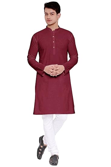 Men's Cotton Long Sleeve Plain Ethnic Kurta