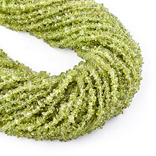 Qnavic Natural Green Peridot Gemstone Beads Nugget Chips Drilled Stone Chakra Healing Crystals Diy Jewelry Making Wholesale Bulk Loose Supply Strand 33 Inch (1 Strand) #TOP3