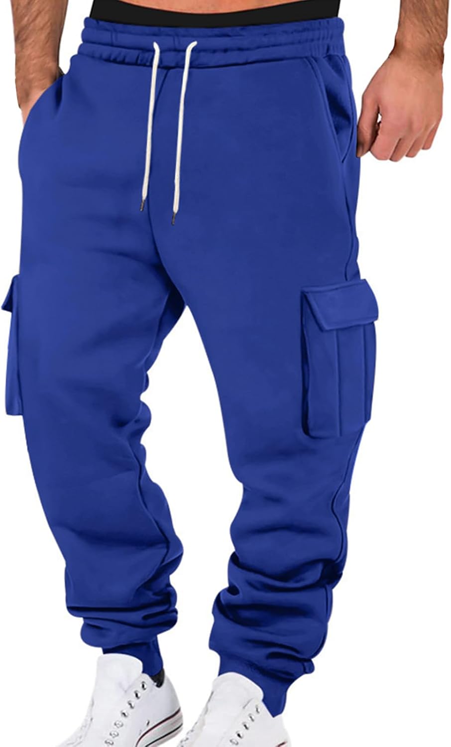 Mens Cargo Sweatpants Fall Winter Casual Fleece Joggers Pants Athletic Workout Hiking Sweat Pants Cozy Stretch Trousers