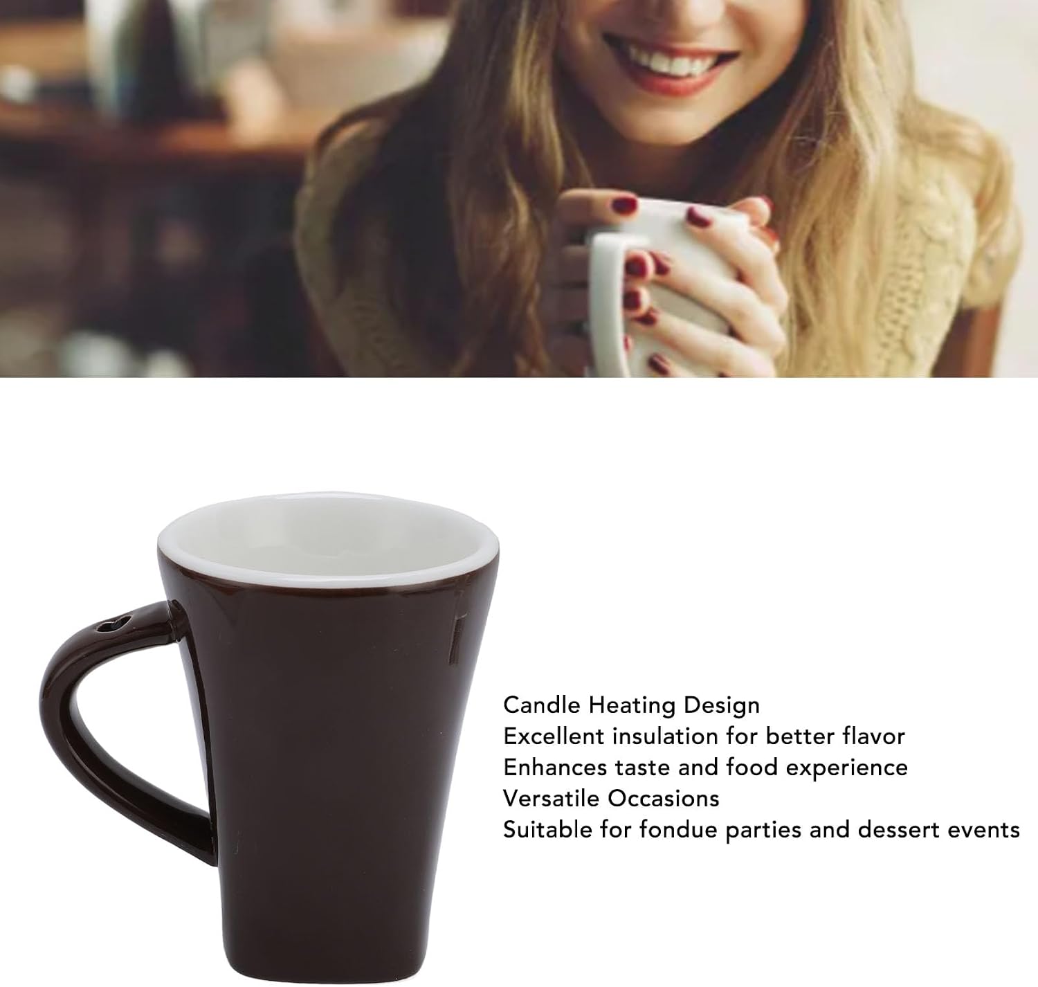 Chocolate Melting Cup Set Large Capacity Ceramic Fondue Mug Set with Fork for Date Night Birthday Wedding Party Family Gathering