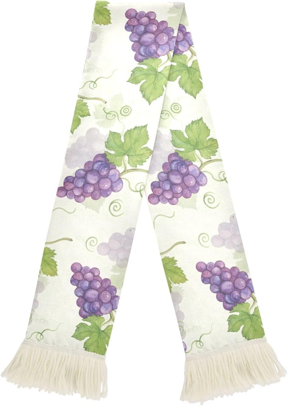 CHIFIGNO Purple Grape Sports Fan Scarf with Fringe Ends, Soft Polyester Towel Scarf for Soccer Games, Quick Dry Sweat Absorbing Cheering Wrap