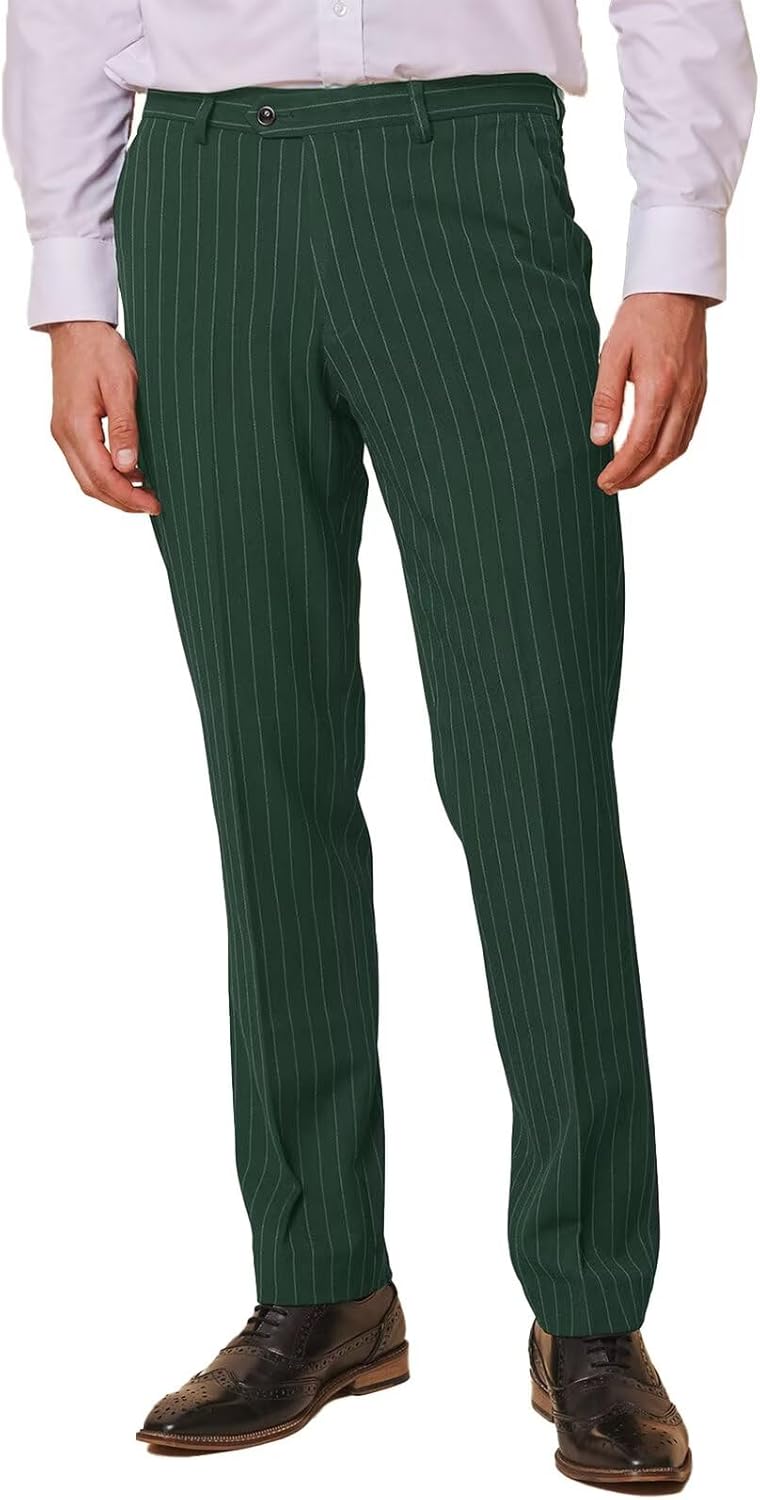 Men’s Slim Fit Stripe Classic Fit Tuxedo Pants for Men Expandable Waistband
