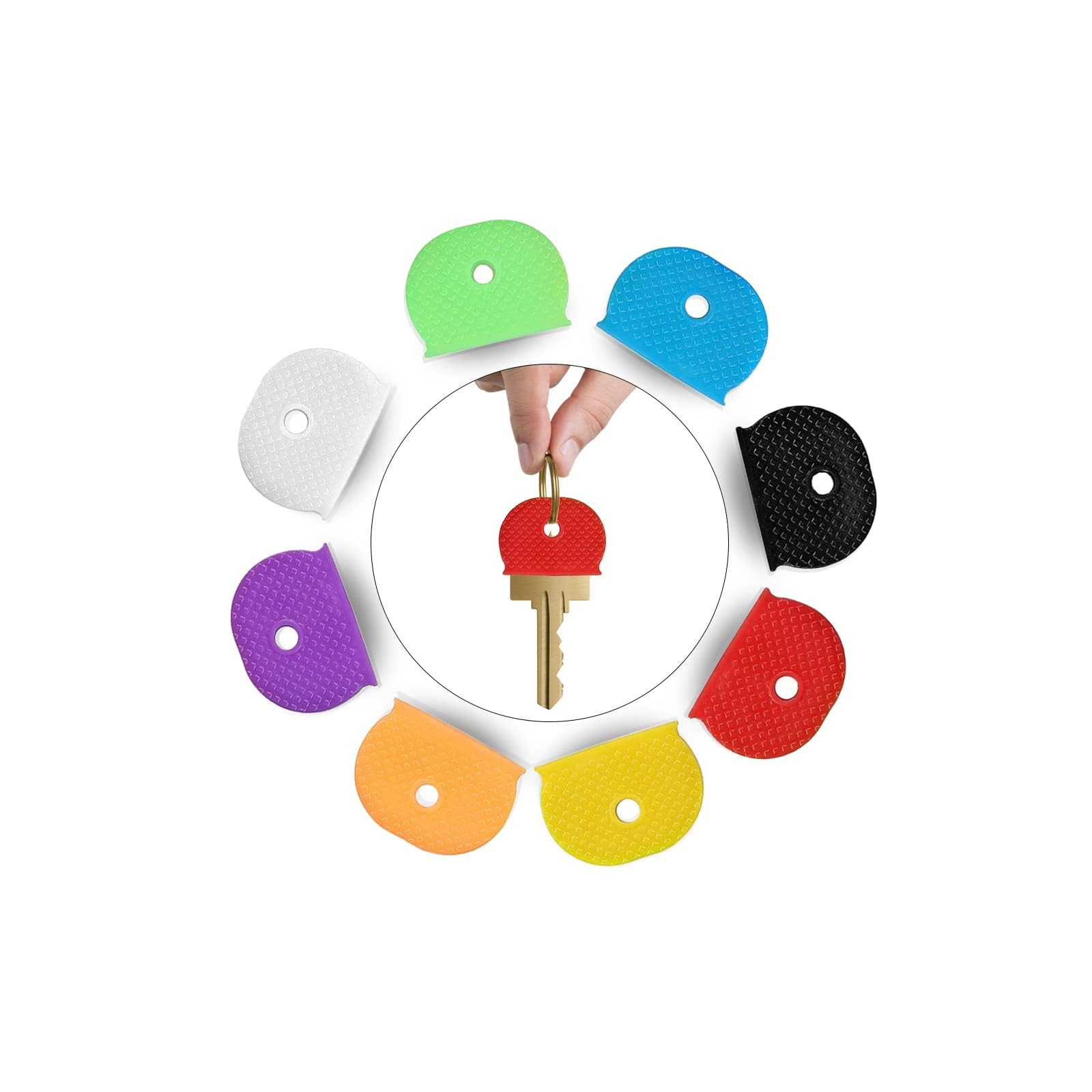 8 Pcs Key Covers, Key Caps Covers Caps Key Toppers Tags Set Flexible Key Covers Coloured Key Identifiers Caps Colour Key Caps Key Cap Label for Easy Identifying House Door Keys, 8 Assorted Colors