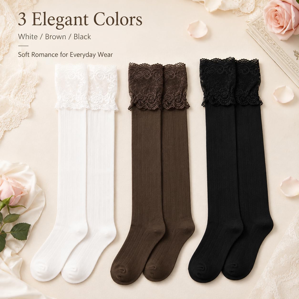 Knee High Socks for Women Cute Long Socks Casual Knit Stockings Stretchy Warm Socks 1 Pair 2 Pairs 3 Pairs