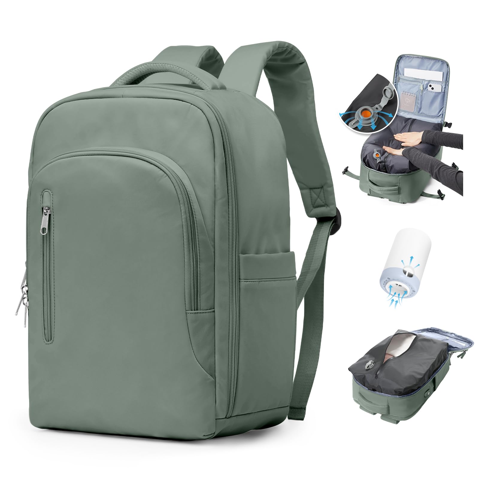BJLFS Zaino Ryanair 40x30x20 Sottovuoto con Pompa Zaino da Viaggio Ryanair 40x20x25 Borse da Cabina per Wizzair Bagaglio a mano Easyjet Sottovuoto Zaino Casual per Laptop 14 Pollici