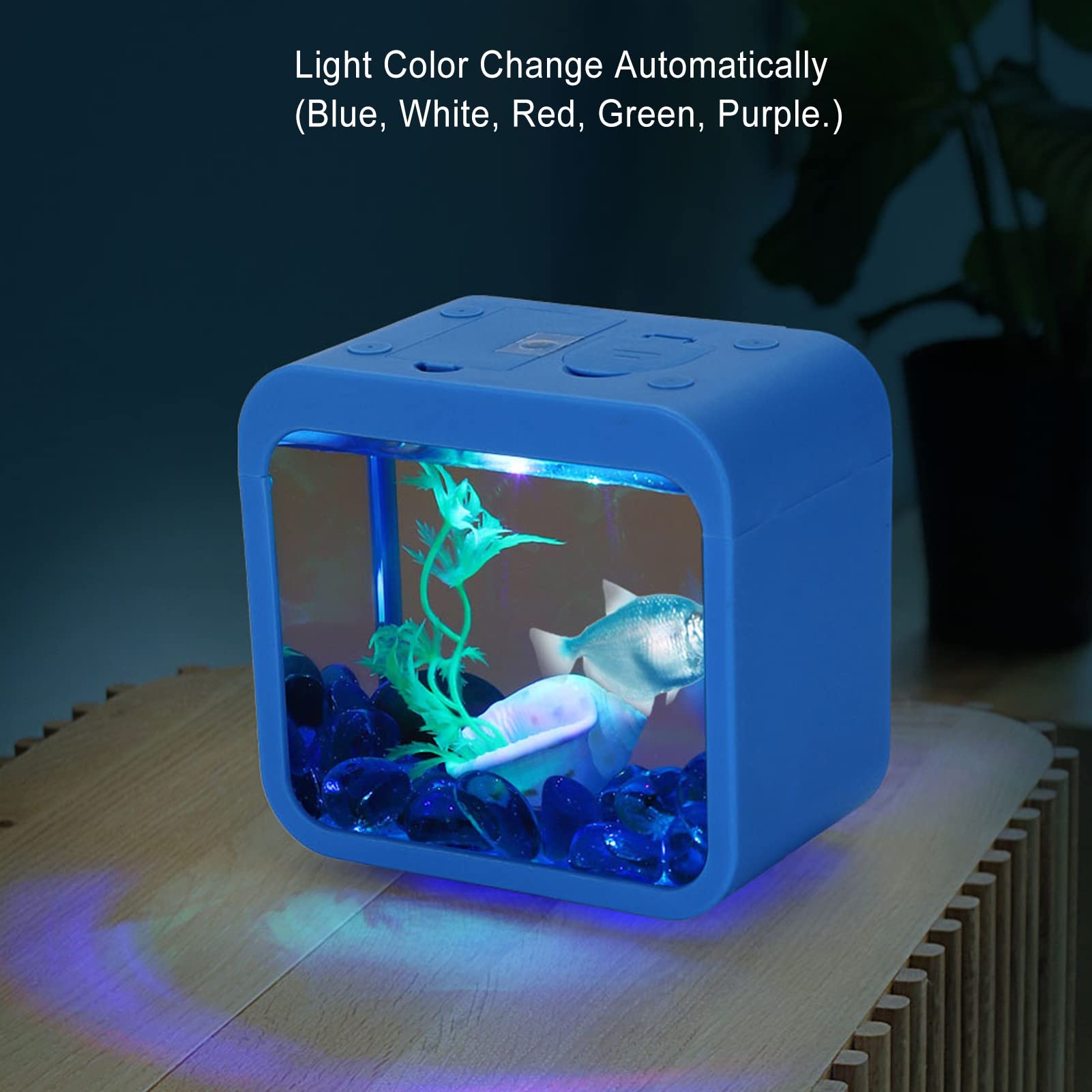 Qcwwy Tanque de Peces de Acuario, Pecera Desmontable Betta Mini Pecera Fácil de Operar LED Luz Nocturna Contenedor de Peces para Acuario Plantas de Interior Pecera Betta para