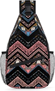 Mochila étnica em ziguezague com estampa de ziguezague com estampa de ziguezague e estampa tribal étnica, mochila transversal, Conforme mostrado., 7.9*3.5*14.2 inches