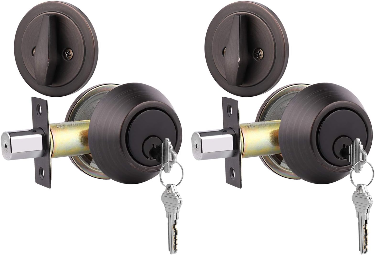Gobrico 2 Keyed Alike Single Deadbolts Door Lock With Same Key Oil Rubbed Bronze Finished