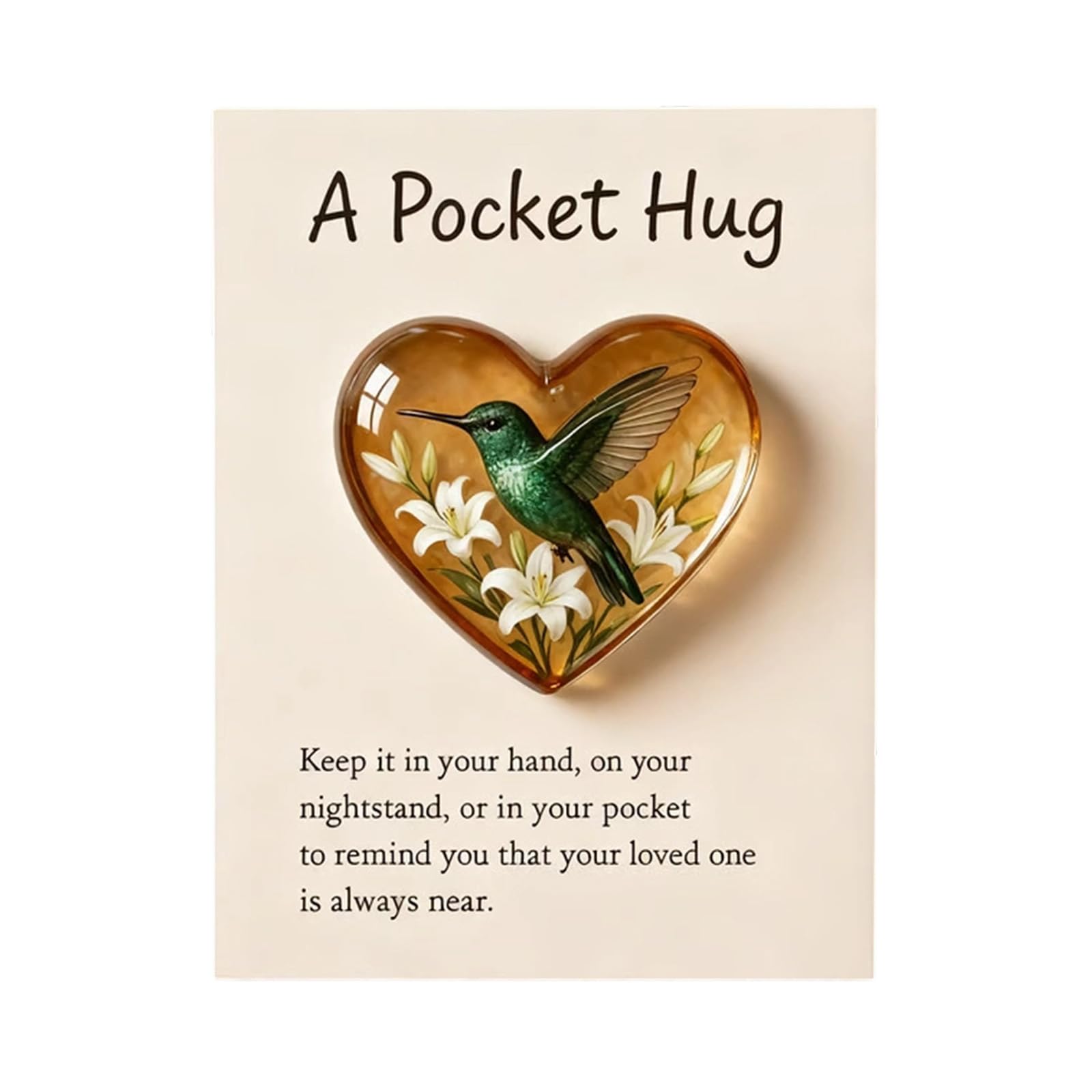 KAQNTUD Handmade Heart Shaped Miniature Resin Bird Ornaments With Blessing Card For Christmas Decoration And Festival Greetings. Resin Christmas Cards