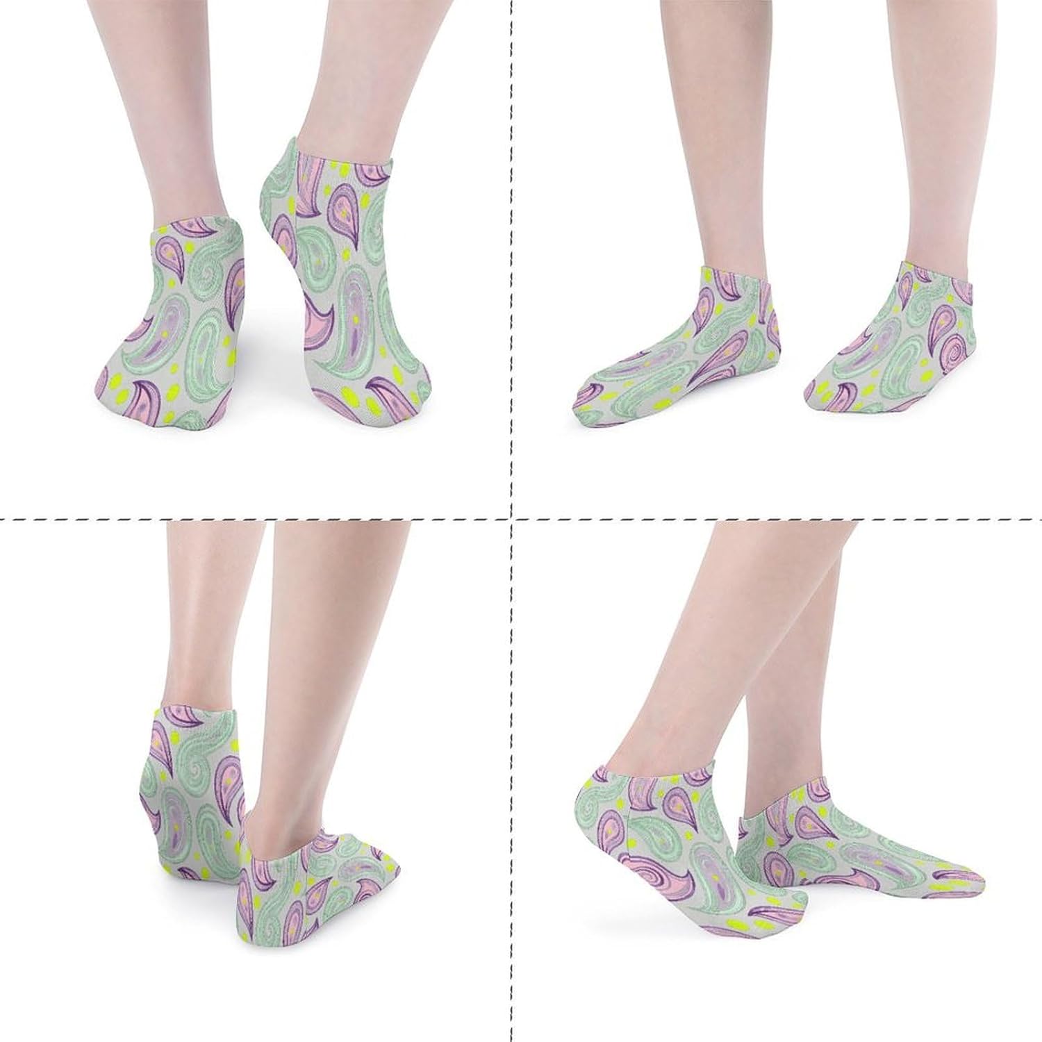 Paisley Crew Sock for Men Women Funny Novelty Socks Athletic Ankle Socks Comfort Soft Low Cut Tab Sock 5 Pairs
