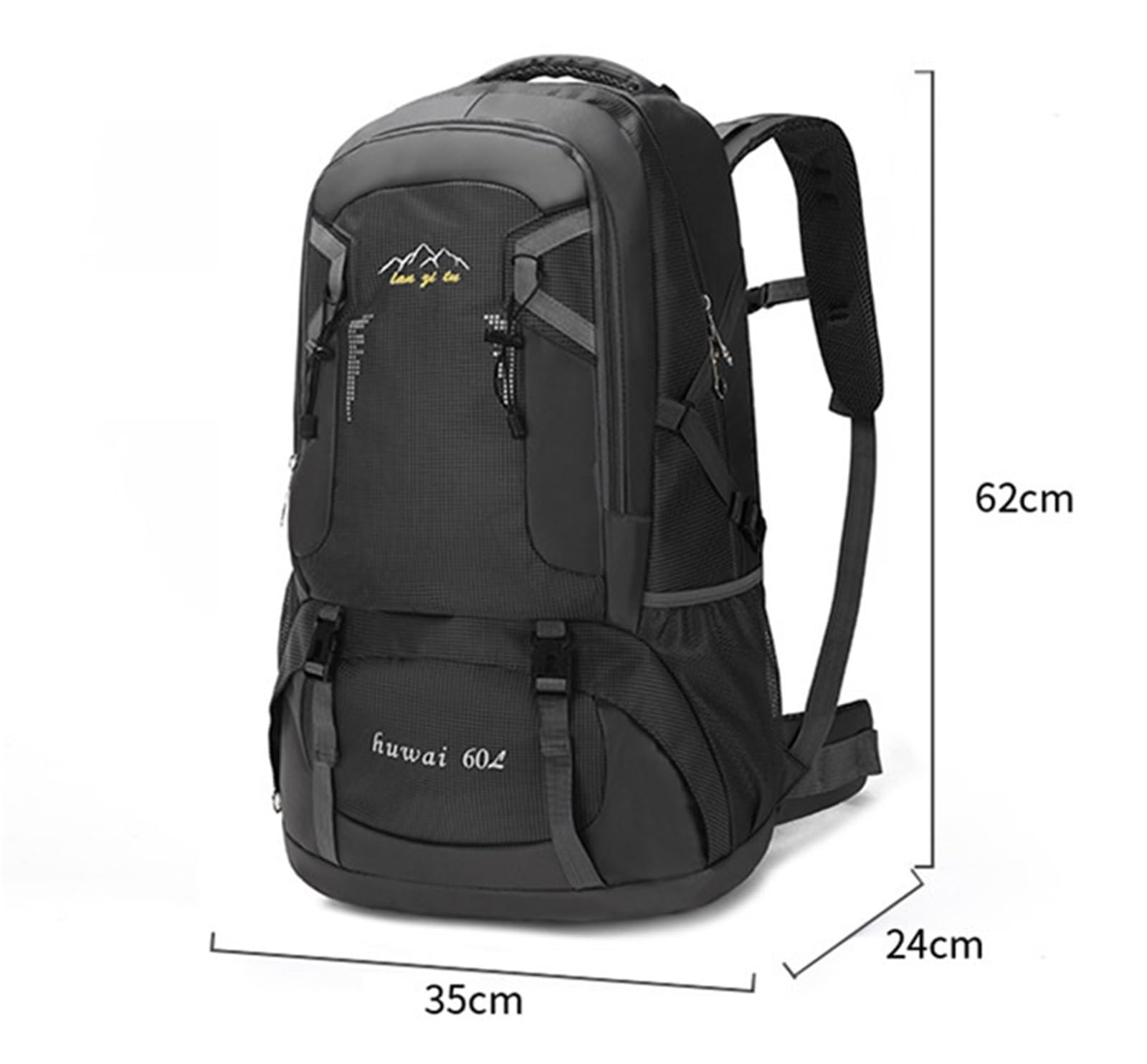 Mochila De Deporte Al Aire Libre Mochila Ligera De 60 L para Acampar, Senderismo, Trekking, para Hombres, Mujeres, Viajes Al Aire Libre para Acampadas(Black)