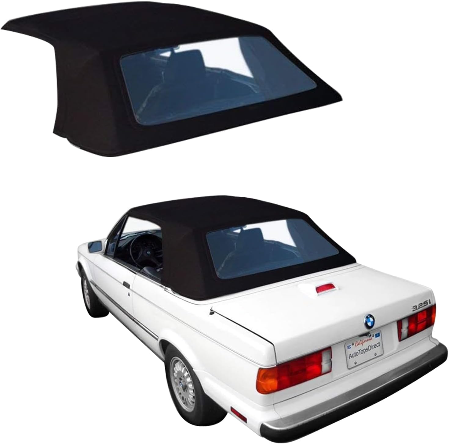 Sierra Auto Tops & Seats Convertible Top for 1987-1993 BMW 3 Series - Black, Cloth, Canvas - Convertible Top Replacement with Plastic Window - BMW E30 Convertible Top, Complete Soft Top