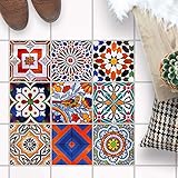 Fliesenspiegel für - [ Boden Fliesen ] - Folie Sticker Aufkleber für Fuß-Boden-Fliesen - Bad oder Küche I Fliesenaufkleber als Alternative zu Fliesenfarbe I 15x15 cm - Design Portugiesische Fliesen