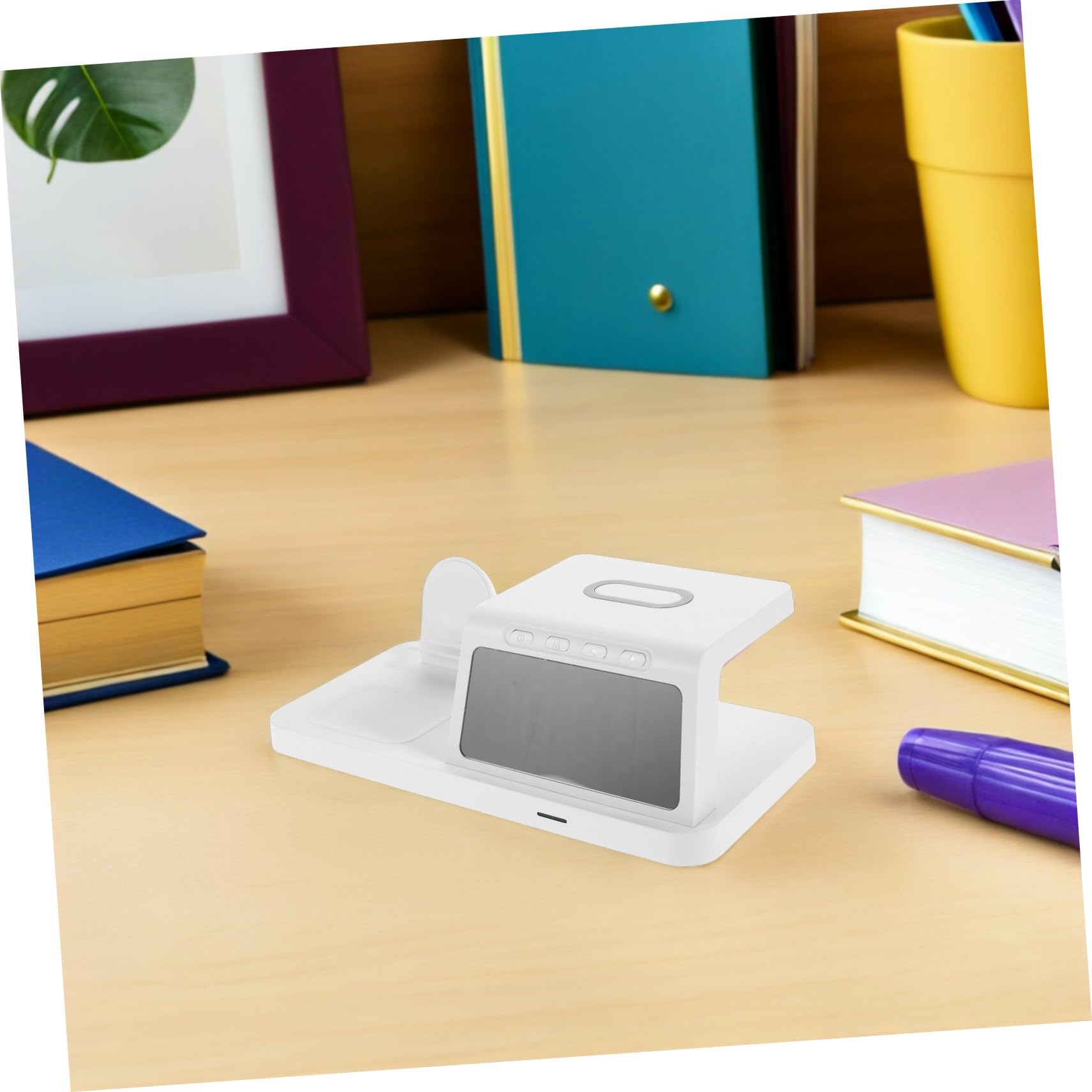 Homoyoyo 15w Caricatore Wireless con Orologio Dock di Ricarica Supporto per Ricarica Wireless Rapida da Compatibile con Vari Dispositivi per Comodino e Uffici
