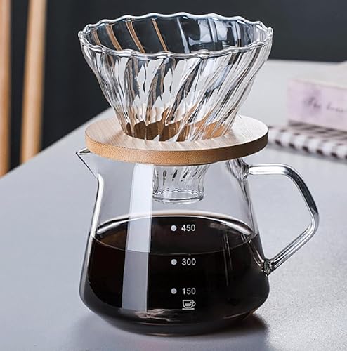Miniatura 11 de Cafetera de goteo con filtro reutilizable de acero inoxidable, juego de cafetera de vidrio con goteo, jarra de café de vidrio borosilicato libre de