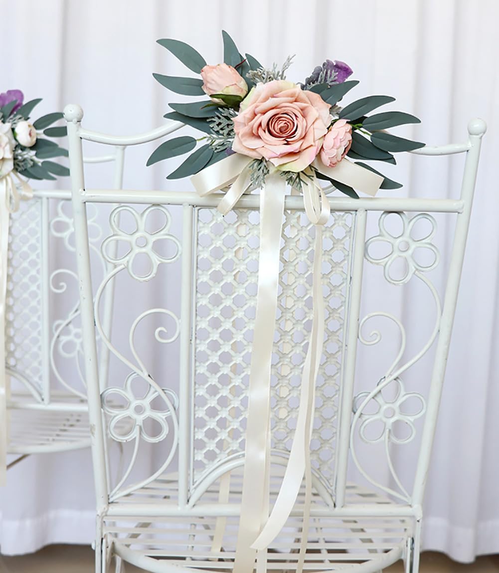 Autoschleifen Seidenblume Simulation Blume Schleife Autoschmuck Auto Car Türgriffleiste Rückspiegel Hochzeit Stuhl Zurück Dekoration Blumen für Kirche Hochzeitsauto Hochzeit Beerdigung Party Deko