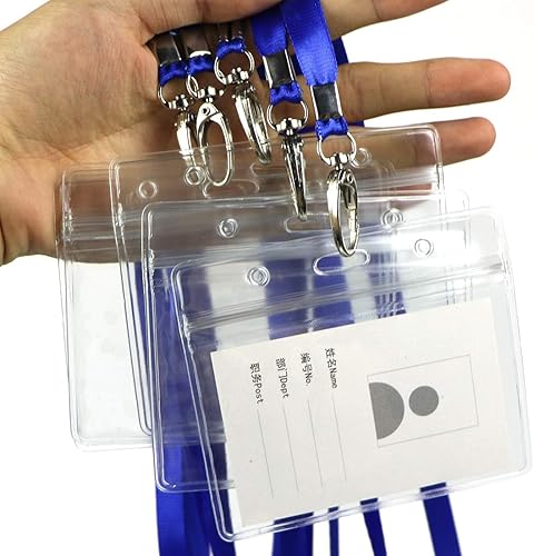Miniatura 8 de Cordón con soporte para identificación, 50 unidades, impermeable, para placa de identificación, soporte para tarjeta de identificación y 50 cordones