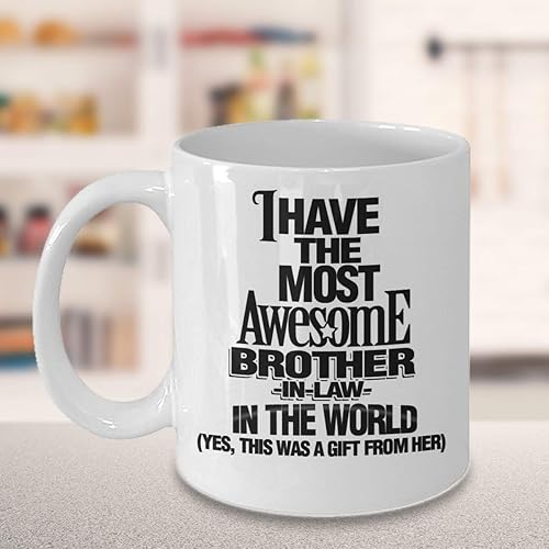 Miniatura 2 de M&P Shop Inc. Taza de café Bro In Law con texto en inglés "I Have the Most Awesome Bro-in-Law in the World", divertida taza de café de 11 onzas de