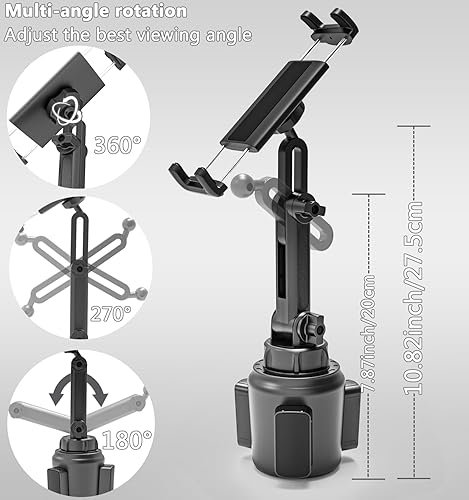 Vista 2 de Charchendo Adjustable Extendable Cup Holder Tablet Stand - 4-12.9 inch Tablet & Phone Mount, Non-Slip Secure Clamp, for Car/Truck, Fits iPad