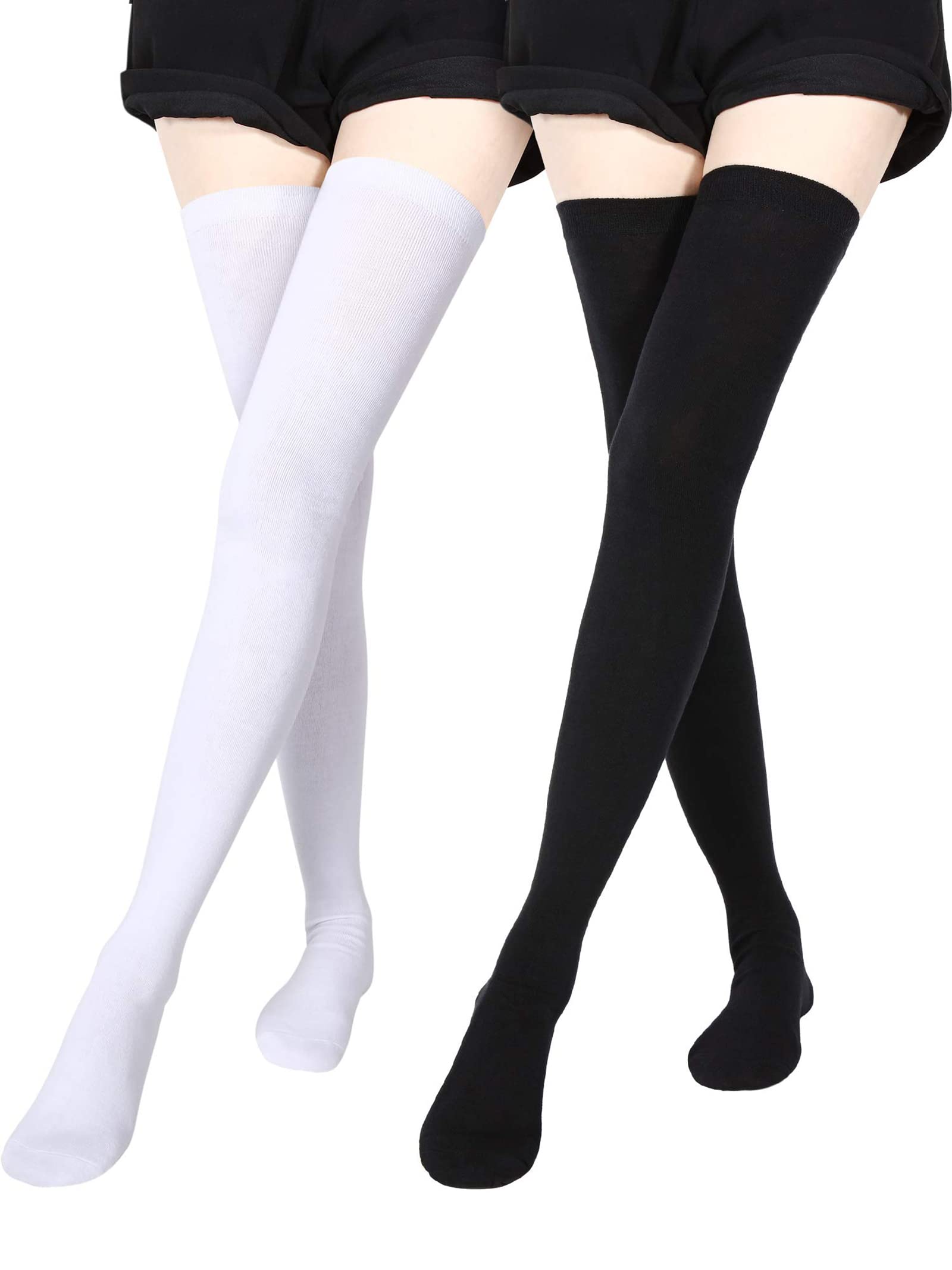 Thigh High Socks 4 Pairs Over the Knee Socks Long Stockings for Women