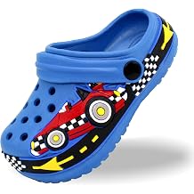 FolHaoth Toddlers Cute Cartoon Excavator Racecar Pattern Boys Girls Clogs Slip On Lightweight Breathable Kids Sandals Non Slip Indoor Outdoor Beach Pool Shower Slippers Shoes