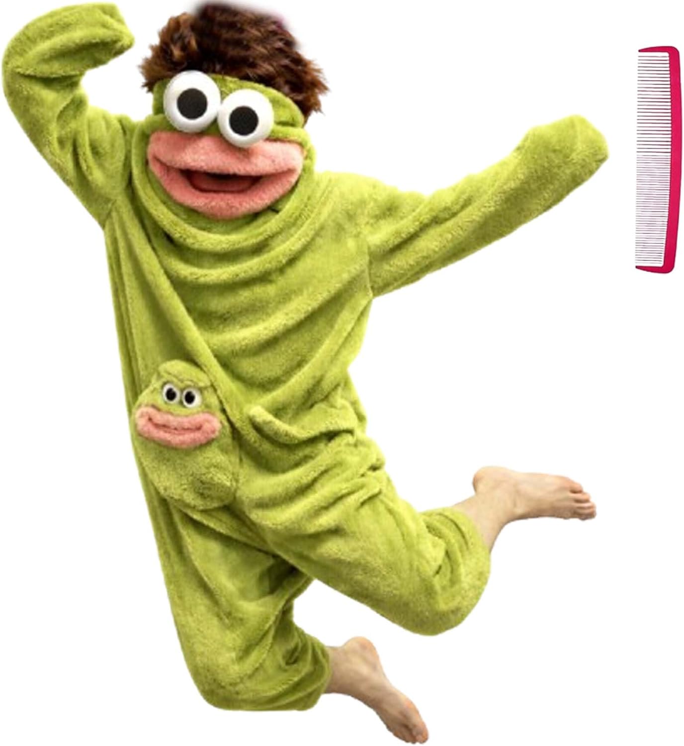 2026 Silly Onesie Green Monster Hooded Pajamas for Adults,Plush Fleece One-Piece Costume,Cozy Funny Loungewear