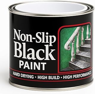 JKG NON-SLIP BLACK PAINT 180ml - For Stairs & Garden Steps - Wood Metal & Concrete - Durable Tough Textured Finish - Interior Indoor Exterior Outdoor - Masonry Fade-Resistant Non-Slip Paint