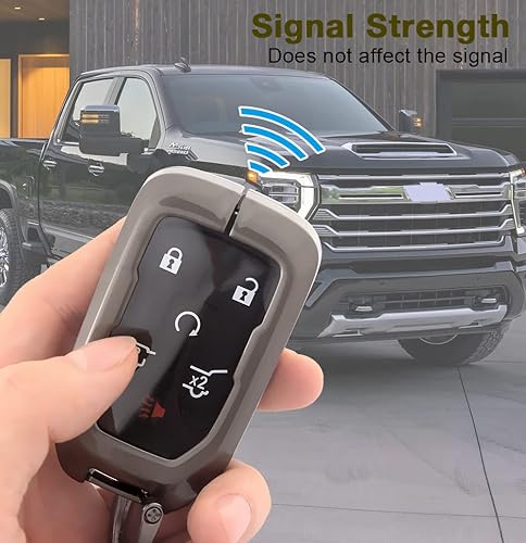 Miniatura 4 de Kesenloe Funda para llavero GMC con llavero Airtag carcasa de metal para llave de automóvil protección completa para Chevrolet Chevy Silverado