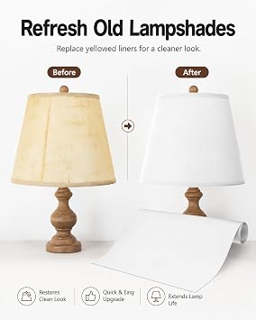 BESTOYARD 2 Rolls 20x47 PVC Lampshade Material for Repair | Non-Adhesive Lamp Damaged Making Roll for Round Drum, Make a New Lampshade
