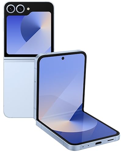 Samsung Galaxy Z Flip 6 AI Cell Phone, 256GB Unlocked Android Smartphone, FlexCam, Photo Assist, Camcorder Mode, Live Interpreter, Foldable Design, 2024, Blue (Renewed)