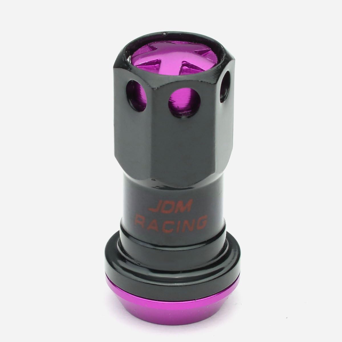DNA Motoring M12x1.5 Closed End Lug Nuts, 16 Pcs Universal Hex Wheel Nut+4 Pcs Spline Lock Nut w/Adapter Keys for Aftermarket Wheels, Purple Accents for Conical Seat Wheels, LN-ZTL-9016-15-PP