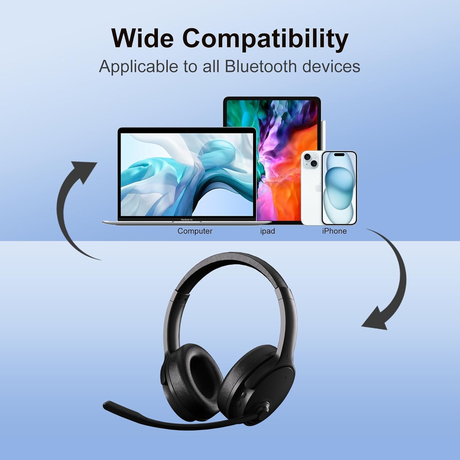 AI Translation Headphones Real Time, 144 Languages Learning Headphones, Meeting Recording + TF Card, Ear Return, Over-Ear Translation Device for Learning –Black - Image 9