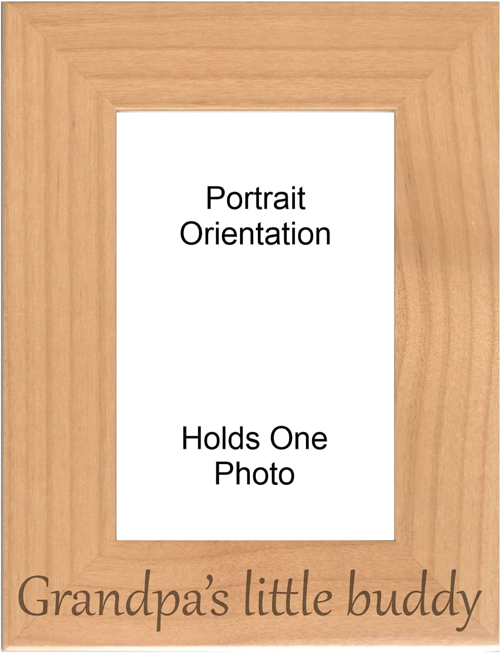 Grandpa Picture Frame, Grandpas little buddy Engraved Natural Wood Photo Frame, Gift for Fathers Day from Grandson Granddaughter